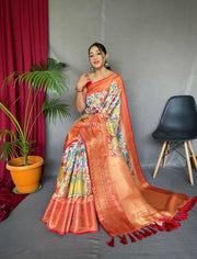 Pure Soft Silk Sarees With Kalamkari Prints
