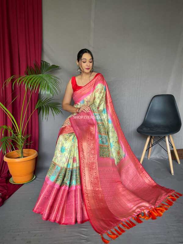 Buy FRIYAL Woven Banarasi Cotton Silk Red Sarees Online @ Best Price In  India | Flipkart.com