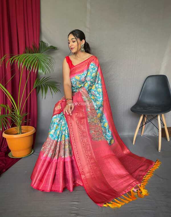 Pure Soft Silk Sarees With Kalamkari Prints – Shopzters