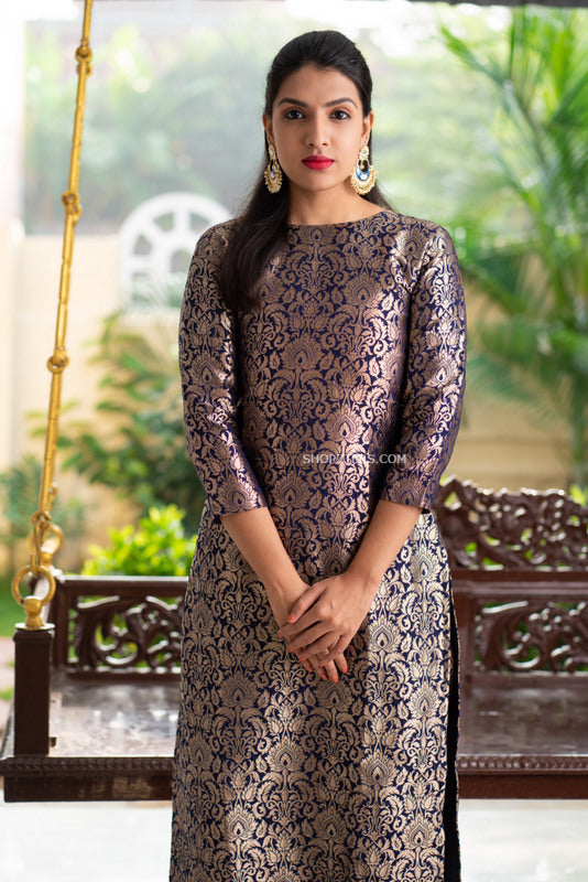 Alluring Anarkali Kurti in Modal Banaras Cotton Printed Inner Layer Size 42  34132  Buy Anarkali Kurti Online