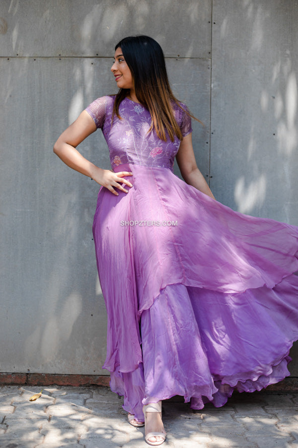 Buy Lavender Color Silk Anarkali Churidar Suit Online - 1859Purple | Andaaz  Fashion