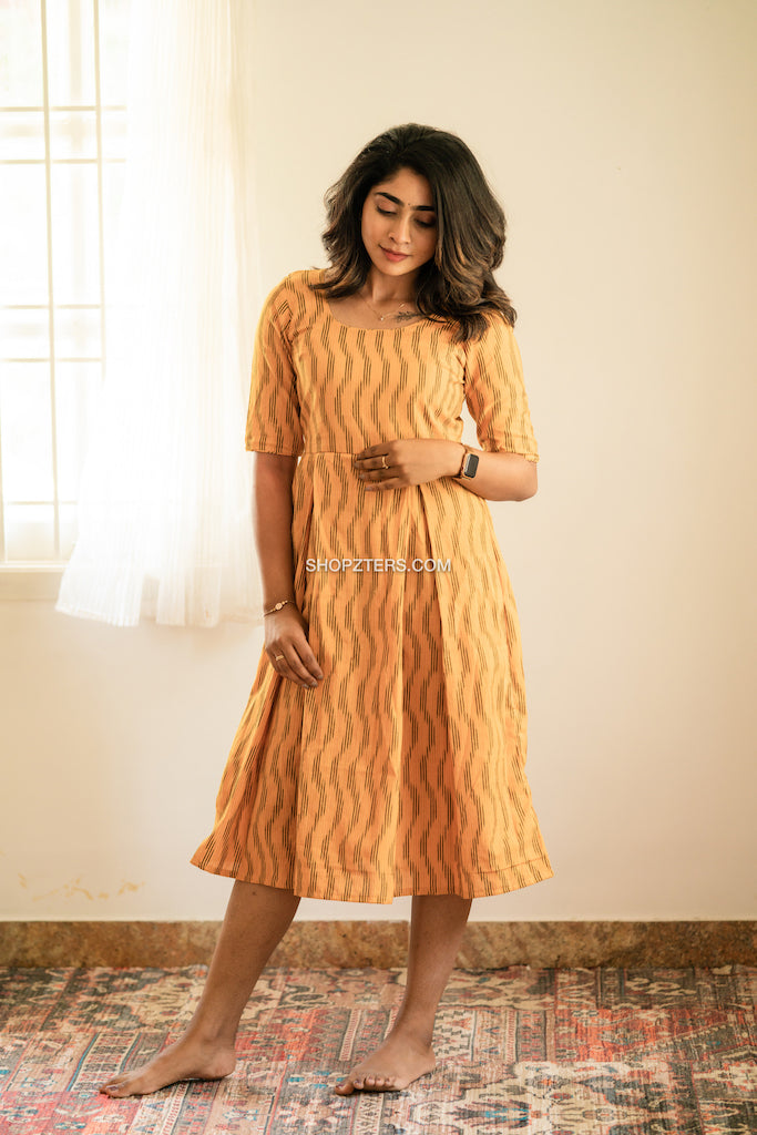 Yellow Ikkat Midi Dress