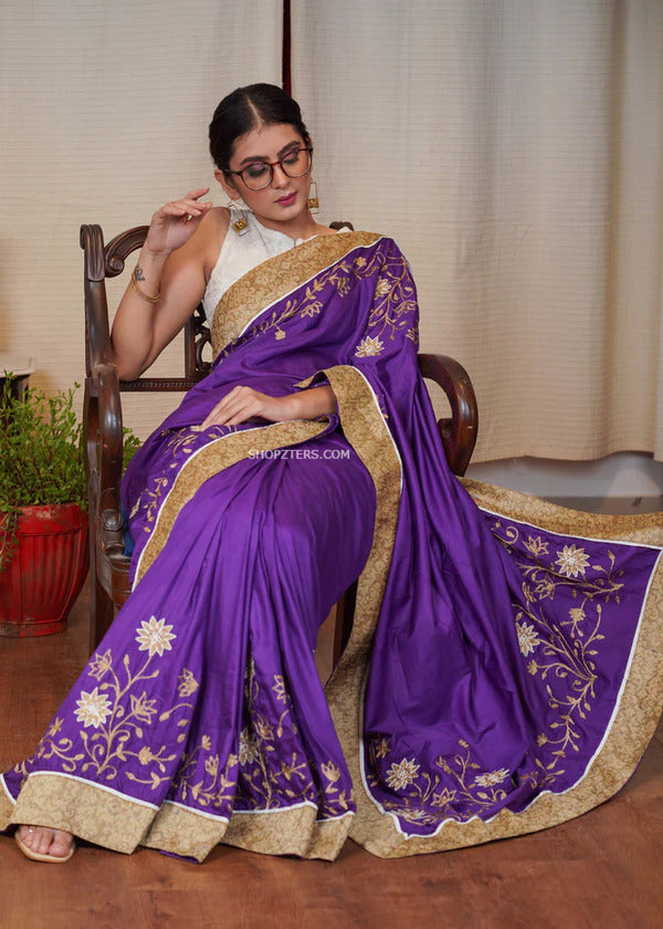 Purple Saree | Buy Beautiful Indian Purple Color Sarees Online | Kalaniketan