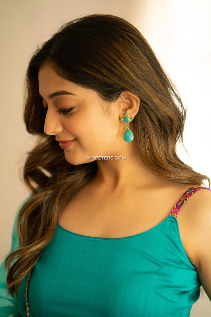 Teal Chanderi Silk Kurti With Dupatta