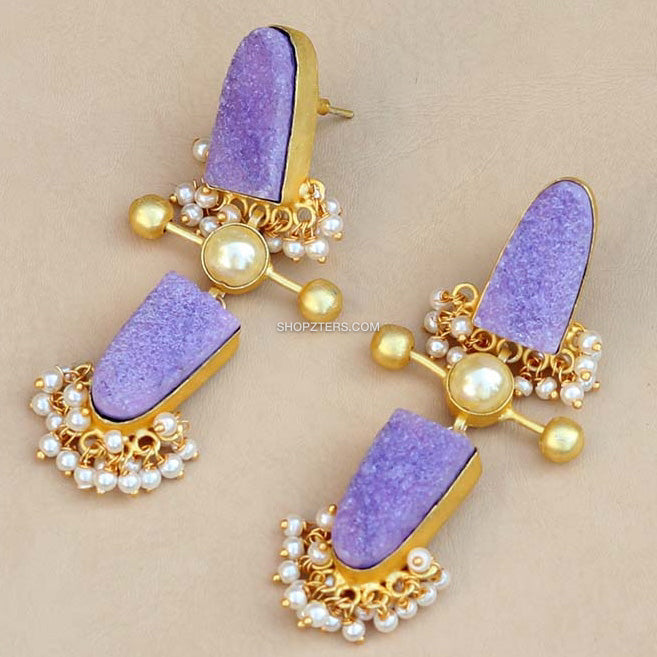 akoya pearl earring lavender color - Shop kumakumao Earrings & Clip-ons -  Pinkoi